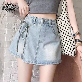New Arrival! กระโปรงยีนส์สั้นผู้หญิง มีกางเกงซับในสุดปลอดภัย 🎀 โบว์ปรับระดับได้ ไซส์ S-XXL รับประกันคุณภาพ
