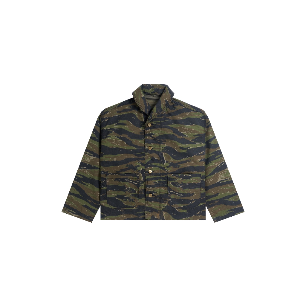 Shawl Collar Field Jacket Camo Green เสื้อแจ็คเก็ต
