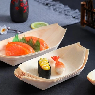 เรือซูชิไม้ทิ้ง 50ชิ้น ถาดเรือไม้ ถาดเรือ ปลอดภัยและเป็นมิตรกับสิ่งแวดล้อม🚚จัดส่งจากประเทศไทย