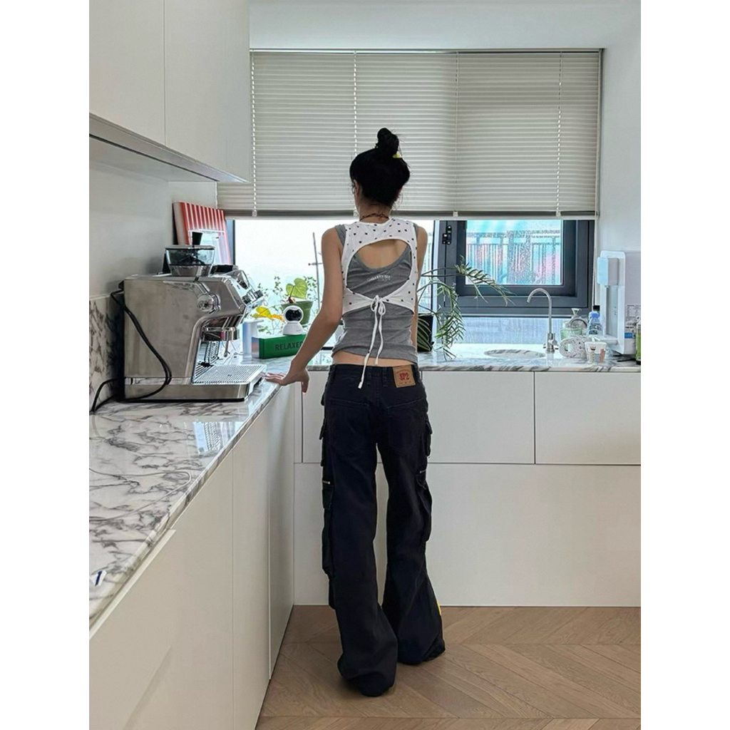 Pre-order / CGGA เสื้อกล้ามลายจุดเว้าหลัง