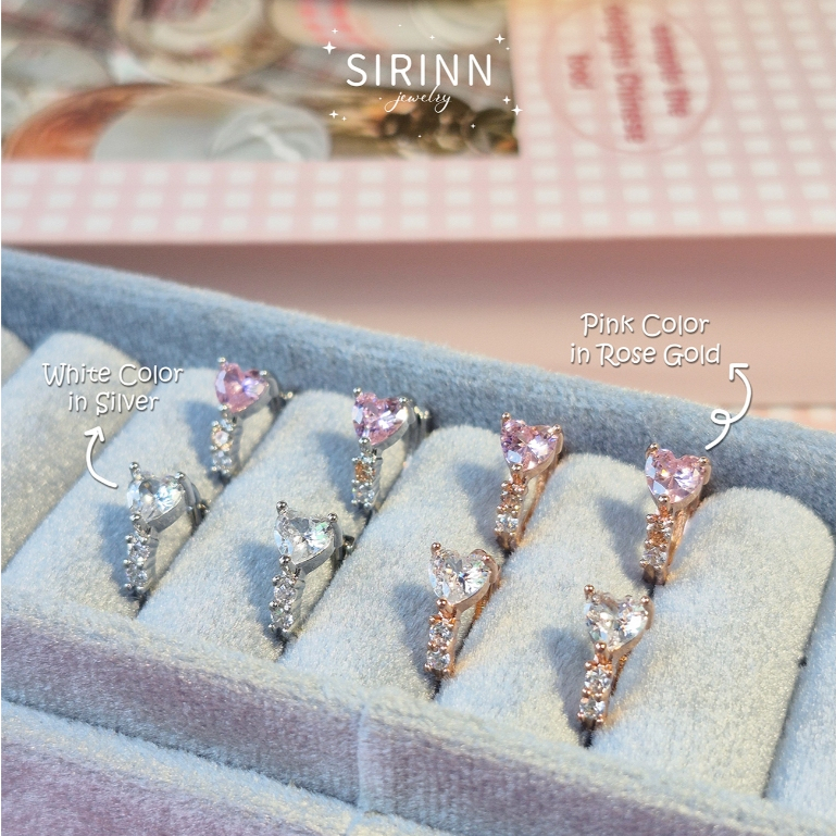 ต่างหูห่วงเพชร สีใส Starry Hoops 💫 ก้านเงิน ต่างหูห่วงขนาดห่วง 9 mm  - Sirinn