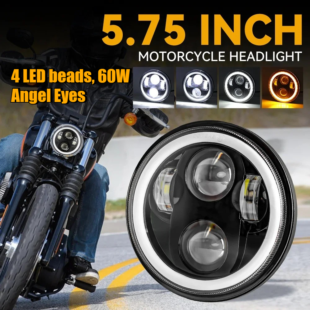 【YH MOTO】5.75 นิ้ว ไฟหน้า รถจักรยานยนต์ LED สำหรับ Harley Sportster 1200 883 Street 500 750 5-3/4 "ตอร์รอบไฟหน้า