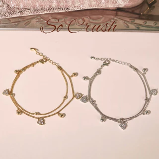 Socrush.bkk | FALLING LOVE bracelet | SB-021 | กำไล สร้อยข้อมือ หัวใจ สองเลเยอร์ จี้หัวใจ