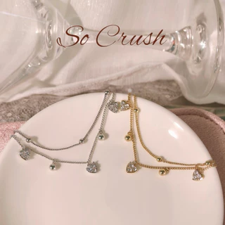 Socrush.bkk | FALLING LOVE bracelet | SB-021 | กำไล สร้อยข้อมือ หัวใจ สองเลเยอร์ จี้หัวใจ