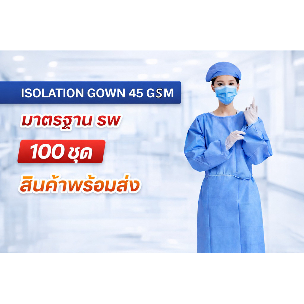 ✔️ส่งไวปานจรวด✔️100ชุด ISOLATION  GOWN BESTCARE (ตรงปก)ผ้าเกรดA ผ้า SMSคุณภาพดี1:1 หนา45g มาตรฐาน รพ ป้องกันเชื้อโรค