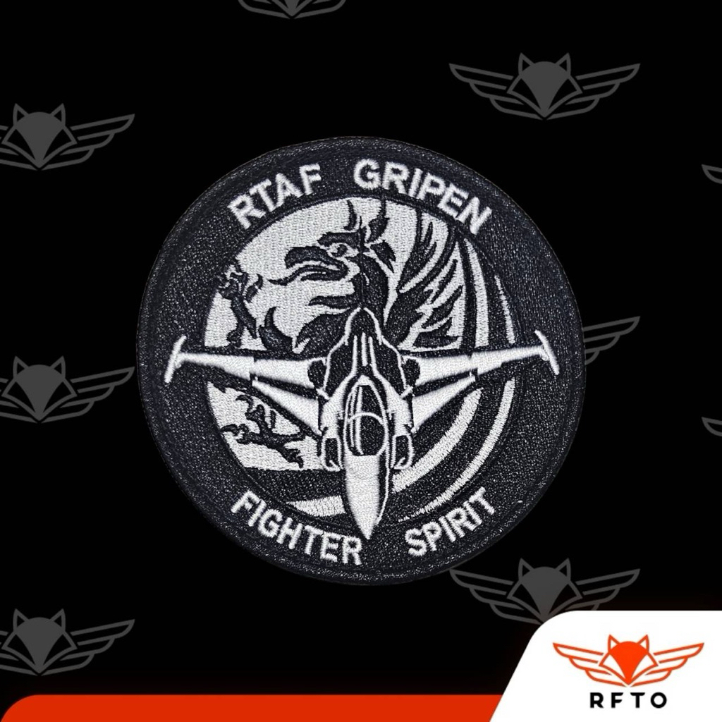 Patch RTAF GRIPEN – FIGHTER SPIRIT (Black & White) ขนาด 10 ซม.