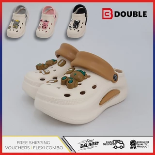 BB DOUBLE รูรองเท้าผู้หญิงแพลตฟอร์มด้านนอกสวมใส่ ใหม่ลื่นยชายหาดแฟชั่นความสูง อีวา กระเป๋าหัวรองเท้าแตะฤดูร้ BDE738-1