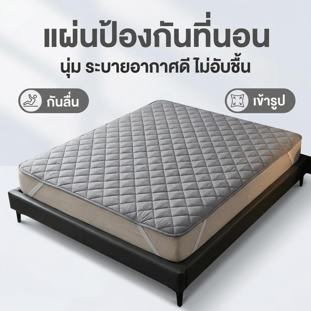 [ส่งจากโรงงาน] Ming ผ้ารองกันเปื้อน กันน้ำ 100% สีเทา Grey มินิมอล หนานุ่ม กันไรฝุ่น ไม่เปื้อนง่าย (3.5-7ฟุต)