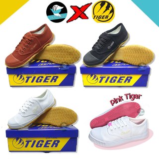 รองเท้าผ้าใบ Tiger TG9 ฟุตซอลพื้นเหลือง รองเท้านักเรียน น้ำตาล/ขาว/ดำ รองเท้าผ้าใบไทเกอร์