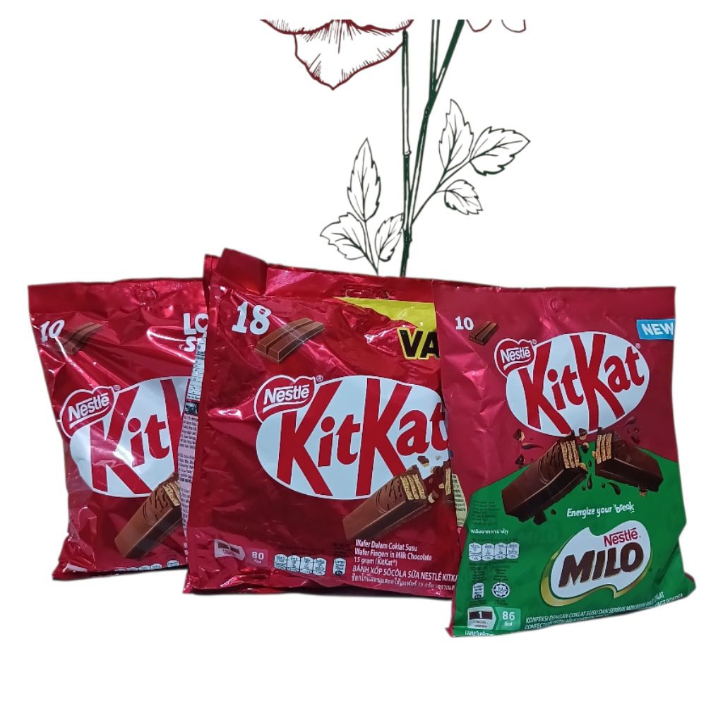 รวมขนมช็อกโกแลต (kitkat) แบบหลายขนาดหลายรสชาติ
