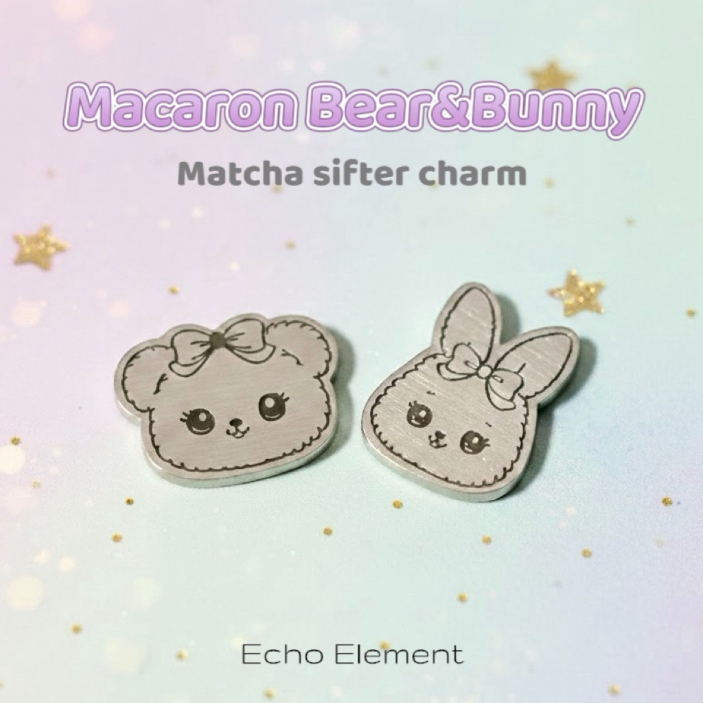 ลูกร่อนผงมัทฉะไซส์จัมโบ้ EE Fluff Bear&Bunny Macaron ลูกร่อนหมีและกระต่ายมาการอง