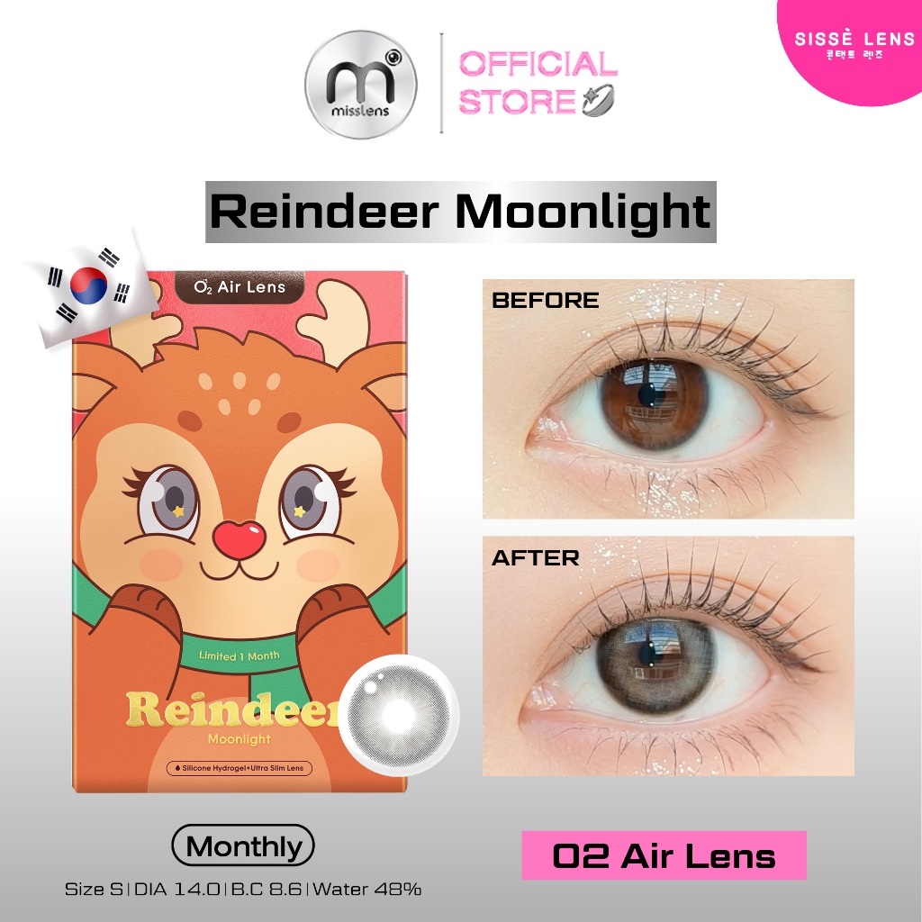 Misslens : (รุ่น Limited)SISSELENS รุ่นReindeer X-Mas สีSunshine/Moonlight คอนแทคเลนส์เกาหลี ราย1เดื