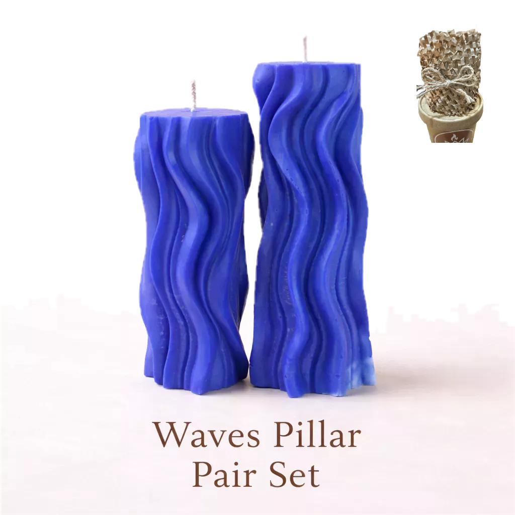 [Luxury] WAVE CANDLE PAIR SET | ชุดเทียนประดับไร้กลิ่น GIFT SET ของขวัญตกแต่งบ้าน Premium Wax 500ml