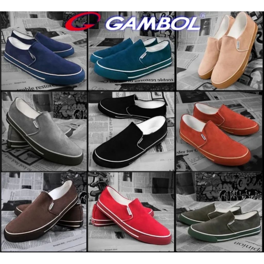 Gambol รองเท้าไซส์ใหญ่ สลิปออน ผ้าใบสวม แกมโบล​  เบอร์40-46 82087