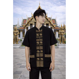 เสื้อลายช้างผู้ชาย 5กระดุม(มีทั้งหมด10สี)