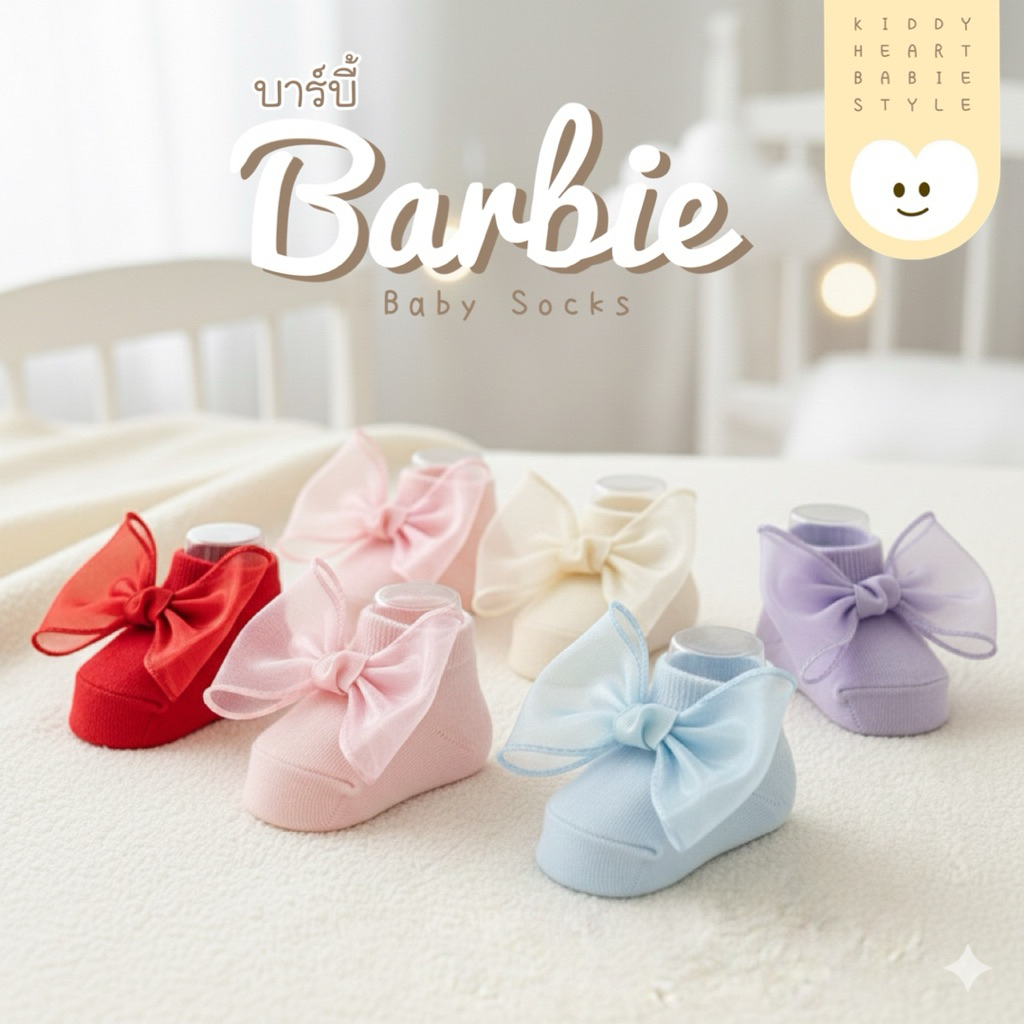 [Kiddy Heart]ถุงเท้าเด็กอ่อน 0-6เดือน รุ่นBirble