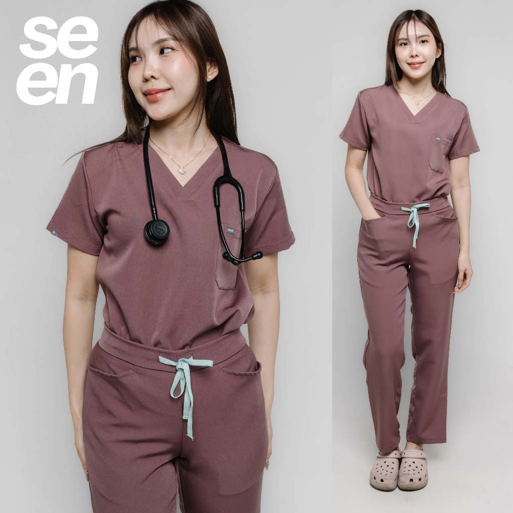 ชุดสครับทางการแพทย์ สี Dusty plum รุ่น Standard (รวมเสื้อและกางเกง)
