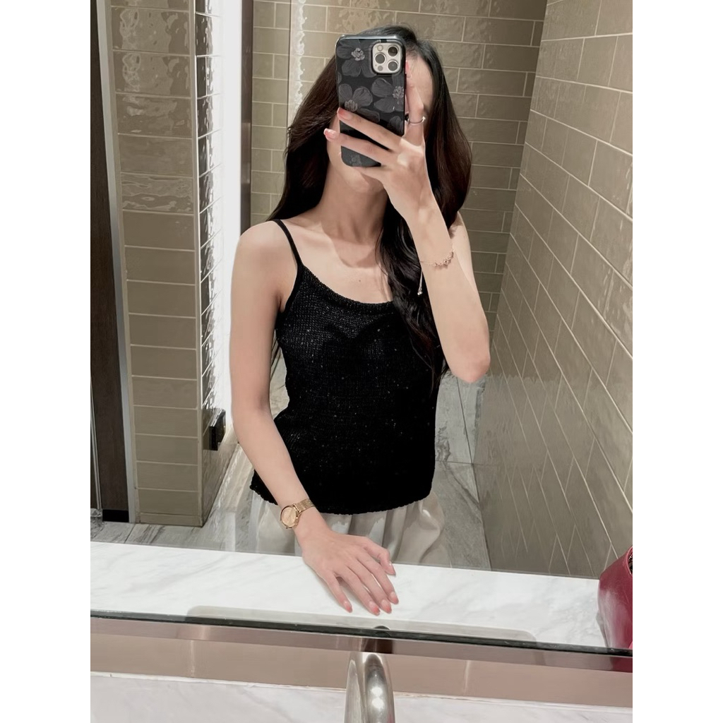 ส่งต่อ wara.bkk LaylaTopเสื้อไหมพรมปักเลื่อมมีซับในให้ไม่คัน