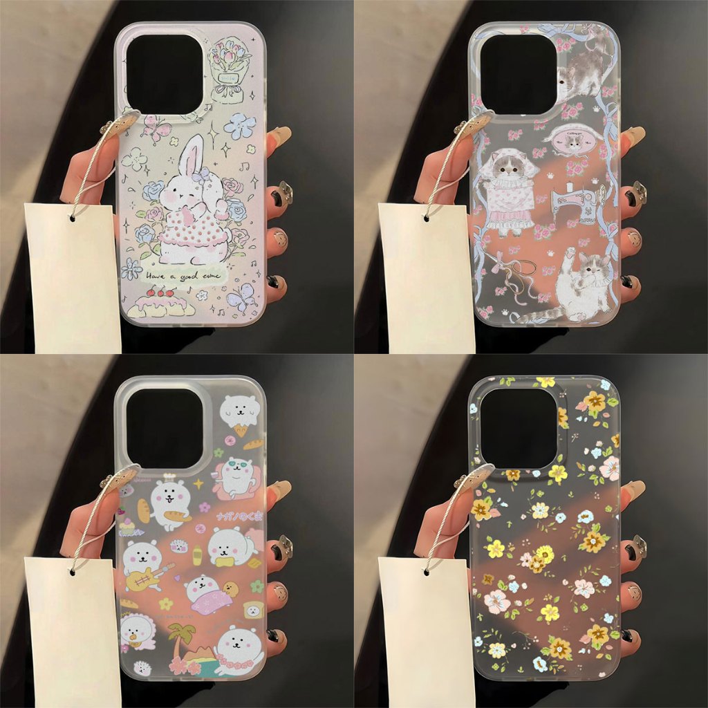 INS ลายกระต่าย เคส For Samsung S26 UItra A17 A06 A07 A16 A15 A35 A36 A55 A56 โปร่งใสแบบฝ้า ซิลิโคนอ่อนนุ่ม เคสโทรศัพท์