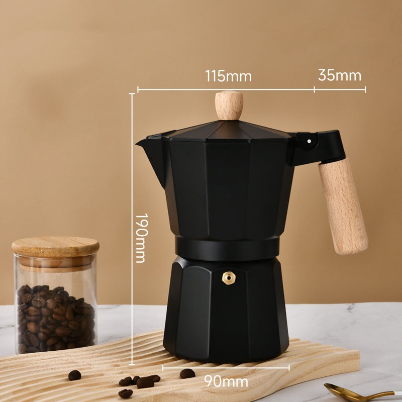 หม้อมอคค่า, มือจับไม้, อิตาลีอลูมิเนียมหม้อกาแฟแปดเหลี่ยม, กาแฟสกัด (คลาสสิก)