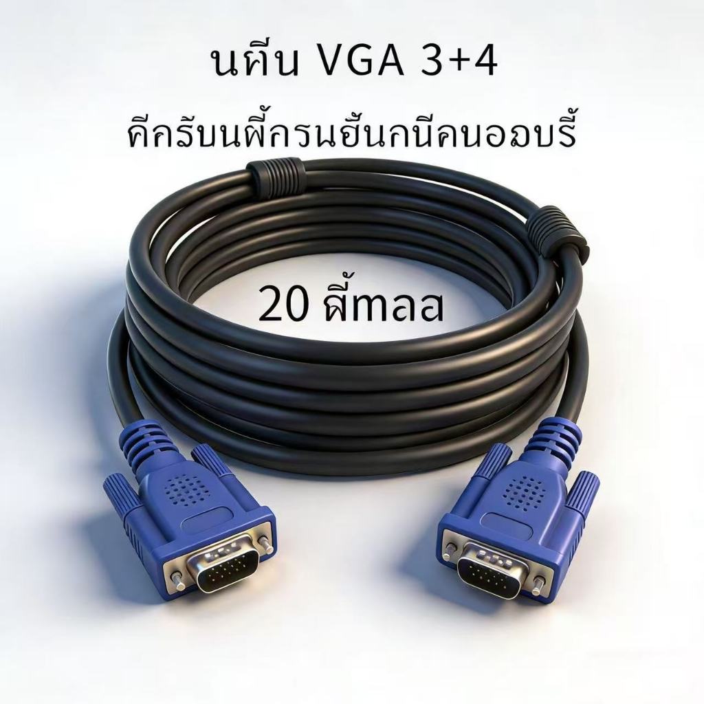 สายเคเบิล VGA 3+4 VGA ถึง VGA ตัวผู้ถึงตัวผู้ สำหรับจอคอมพิวเตอร์และทีวี HDTV