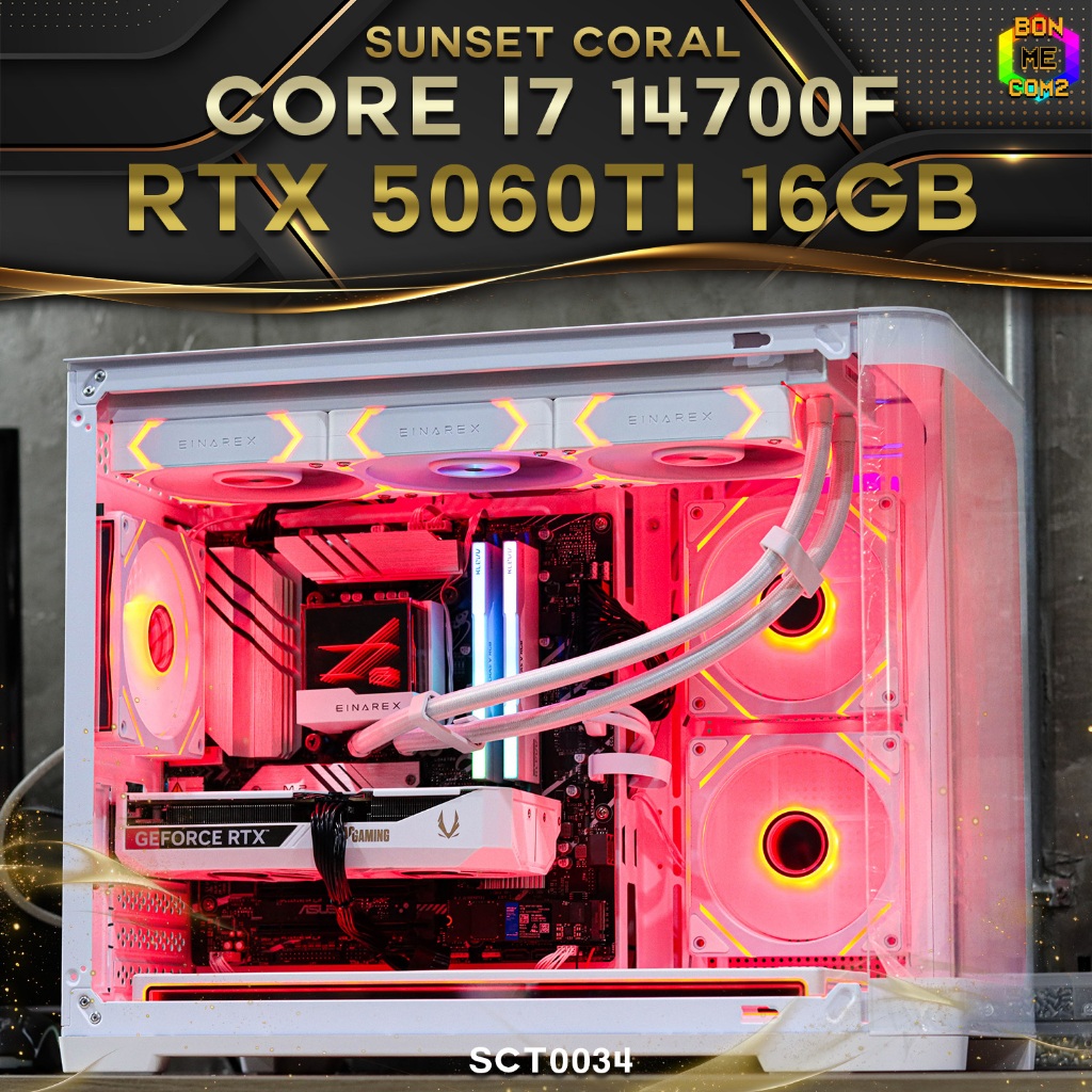 Sunset Coral [Special Custom]/ คอมประกอบ Bonmecom2/ INTEL CORE i7 14700F/ RTX 5060 TI 16GB