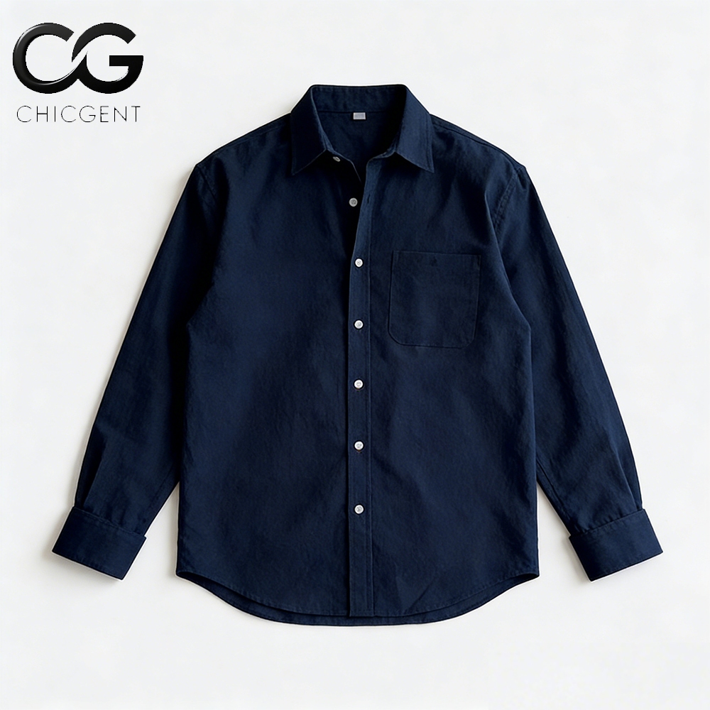 CHICGENT COD เสื้อเชิ้ตคอจีนแขนยาว เสื้อเชิ้ตคอจีน เสื้อผ้าผู้ชาย men clothing