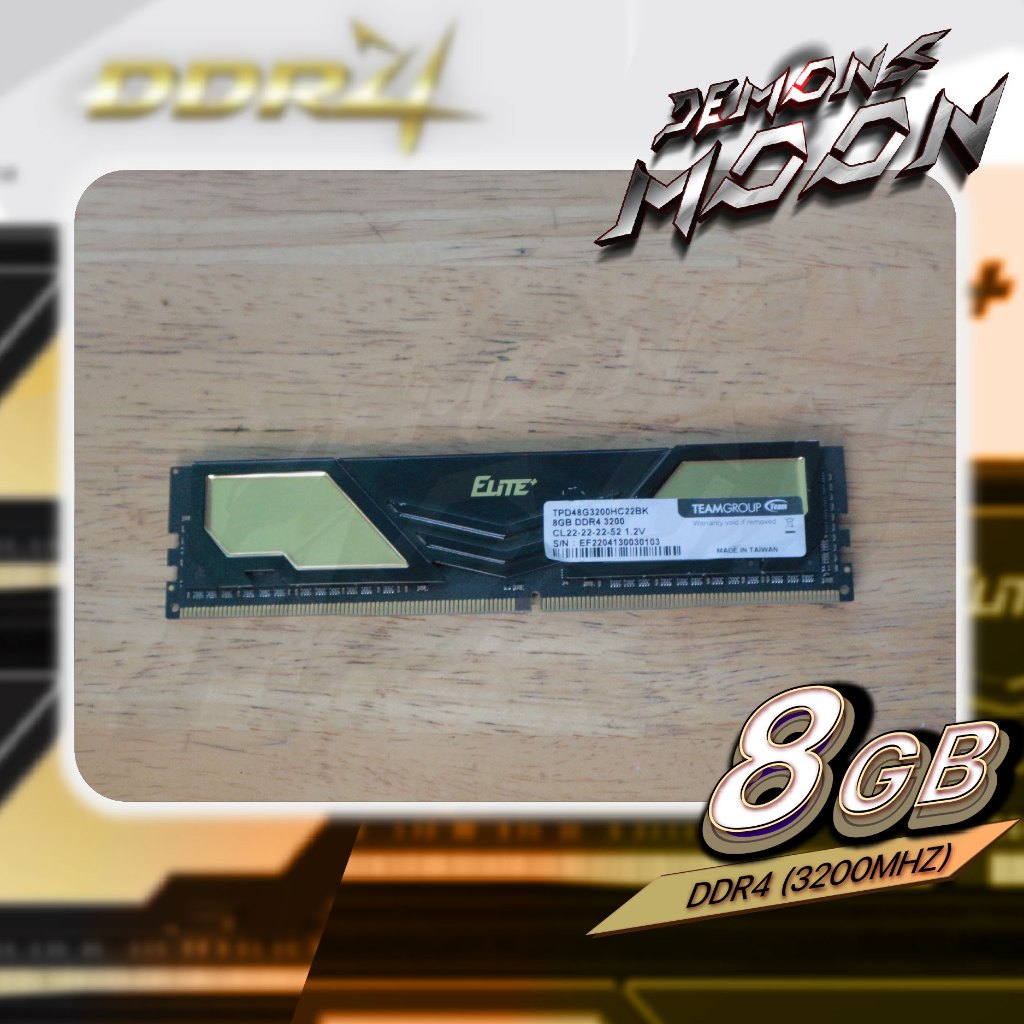 8GB  ram (3200MHz) DDR4 3200 แรมมือสองTEAMGROUP Elite Plus + ประกันใจ 7 วัน Demons moon