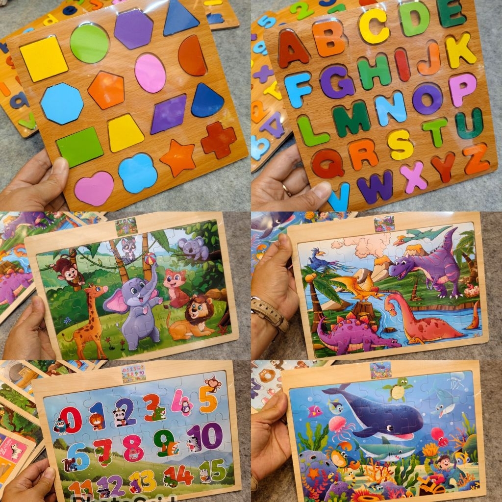จิ๊กซอ จิ๊กซอไม้ ตัวเลข123 abc ABC  ไดโนเสาร์ Zoo  ปลา