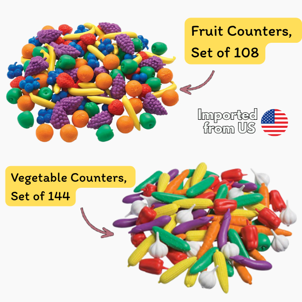 ชุดตัวนับผักผลไม้จำลอง ฝึกนับเลข Sorting & Patterning ปูพื้นฐานคณิตศาสตร์