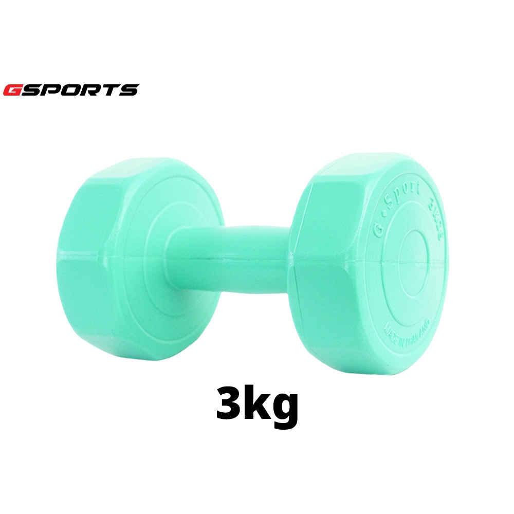 GSports ดัมเบลพลาสติก เหลี่ยม สีเขียว 3 kg จำนวน 1 ชิ้น  Dumbbell 3 kg x 1 รุ่น AD62521A x 1