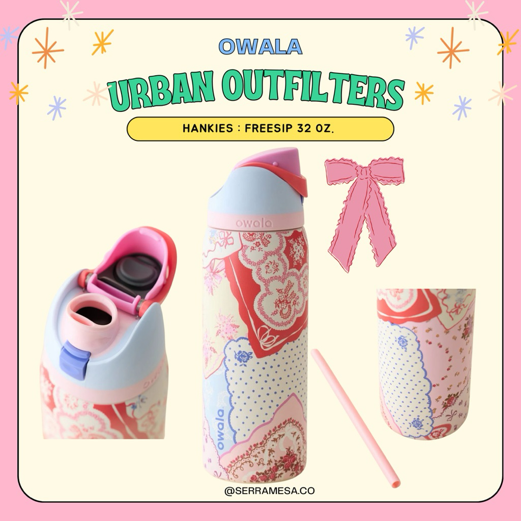 พร้อมส่งจากไทย🩰 owala x uo 💕 freesip 32 oz. 🛋️ Hankies คอลใหม่ลายน่ารักมากกก ของแท้ 100%