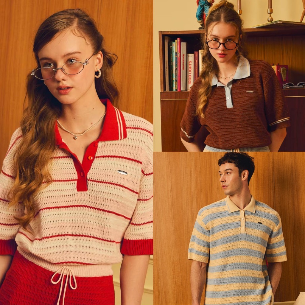 lookbookpetite benny knit polo (adult) เสื้อโปโลถักเนื้อนุ่มดีไซน์มินิมอลของผู้ใหญ่