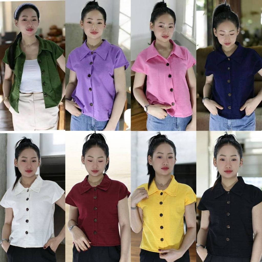 เสื้อเชิ้ตแขนลํ้าผ้าฝ้ายฟอกนุ่มใส่สะบายไม่ร้อน