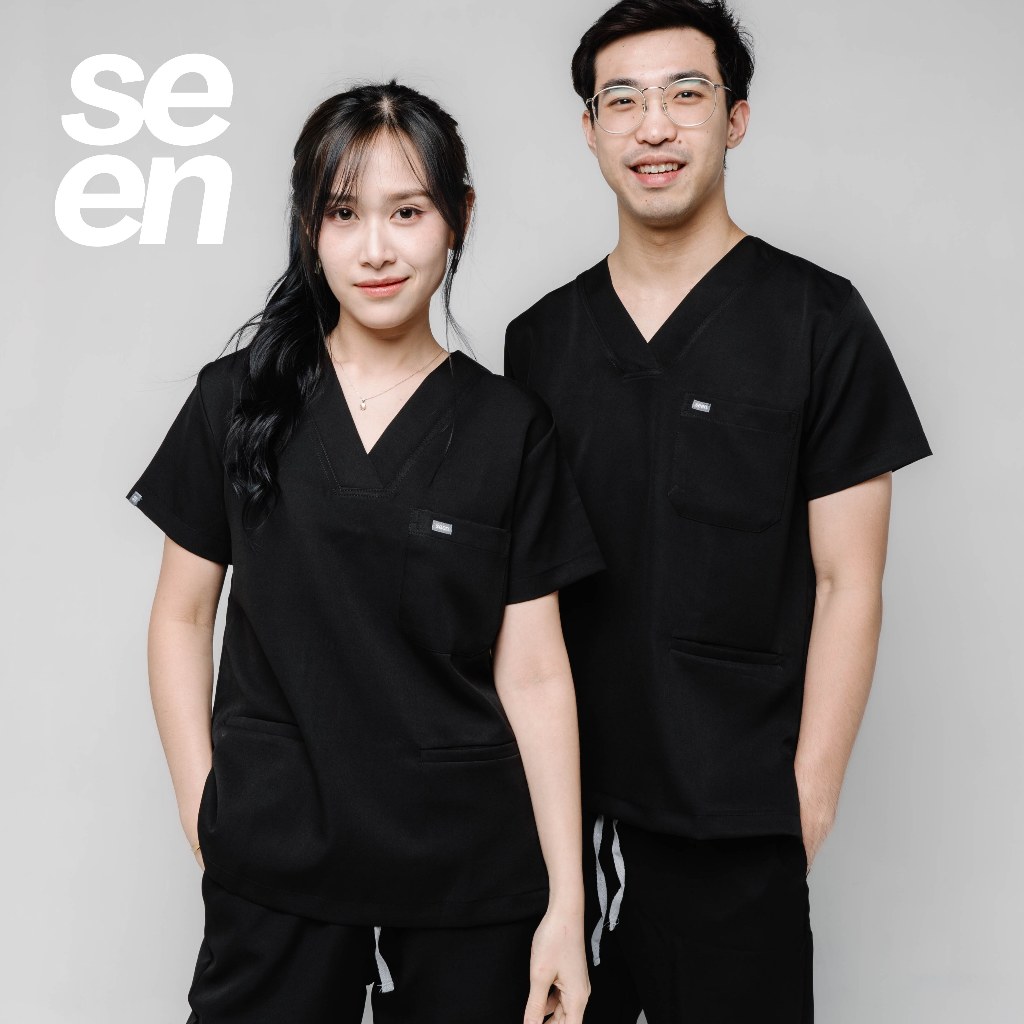 ชุดสครับ เสื้อสครับ Unisex สี Black รุ่น Comfort