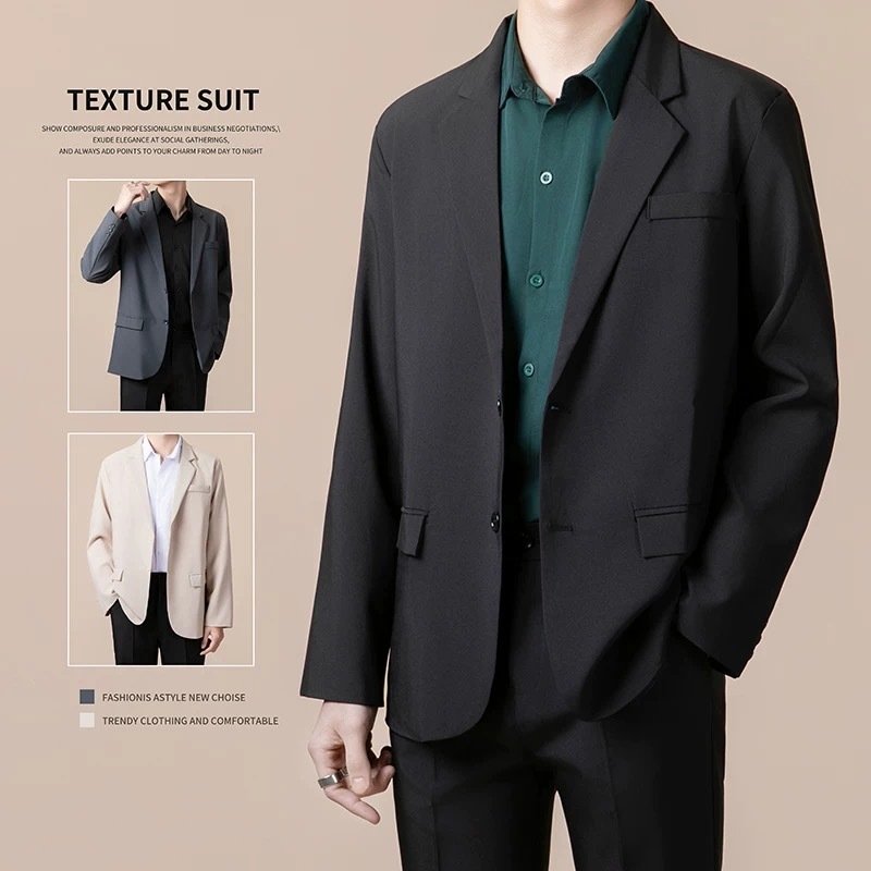 เสื้อแจ็กเก็ตสูทลําลอง ไม่มีเหล็ก สไตล์อังกฤษ แฟชั่น สําหรับผู้ชาย เบลเซอร์แฟชั่นชาย ชุดทำงาน ชุดสูทชายสุดหล่อ