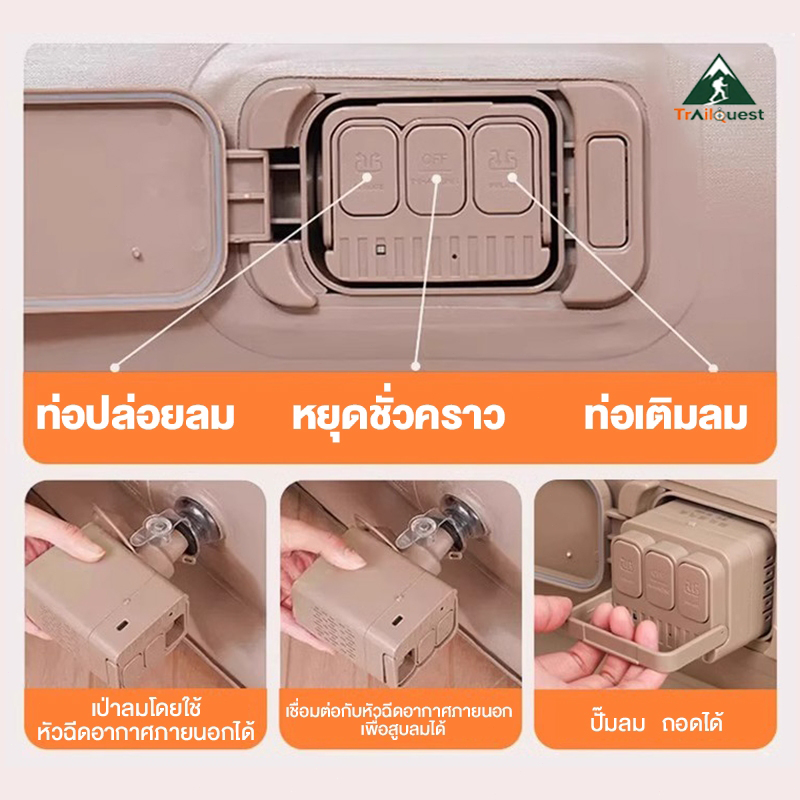 เตียงเป่าลม ที่นอนเป่าลมอัตโนมัติ 25/40ซม ที่นอนเป่าลม พร้อมปั๊มลมในตัว พร้อมแบตเตอรี่ในตัวPVCหนา รูปที่ 8