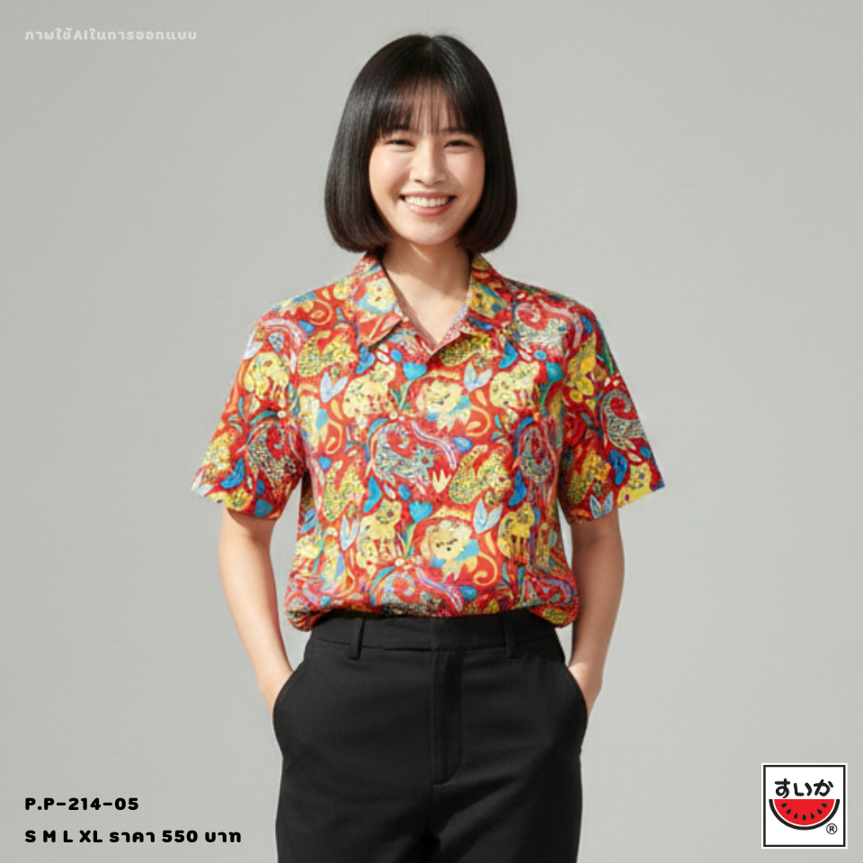 เสื้อแตงโม (SUIKA) -เสื้อยืดคอปกแขนสั้นพิมพ์ลาย ( P.P-214 329 304 307) — صورة 5