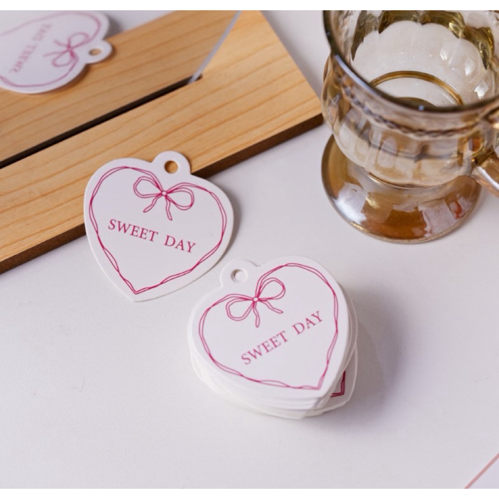 💕พร้อมส่งจากไทย ป้ายTag สินค้า รูปหัวใจ ตกแต่งขนม ของขวัญ  (แพ็ค6ชิ้น) สำหรับใช้หมดครั้งเดียว - รูปที่ 4