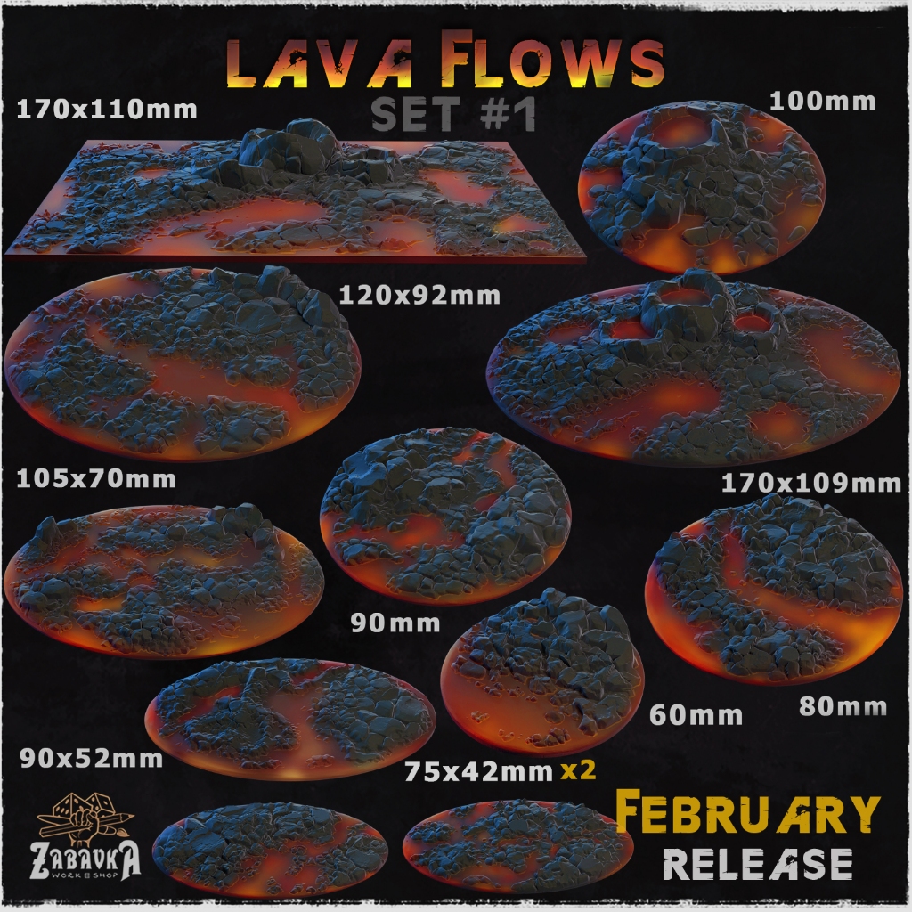 Lava Flows miniature base จัดส่งได้ใน1-3วัน ฐานโมเดล miniature tabletop war games [Designed by Zabavka]