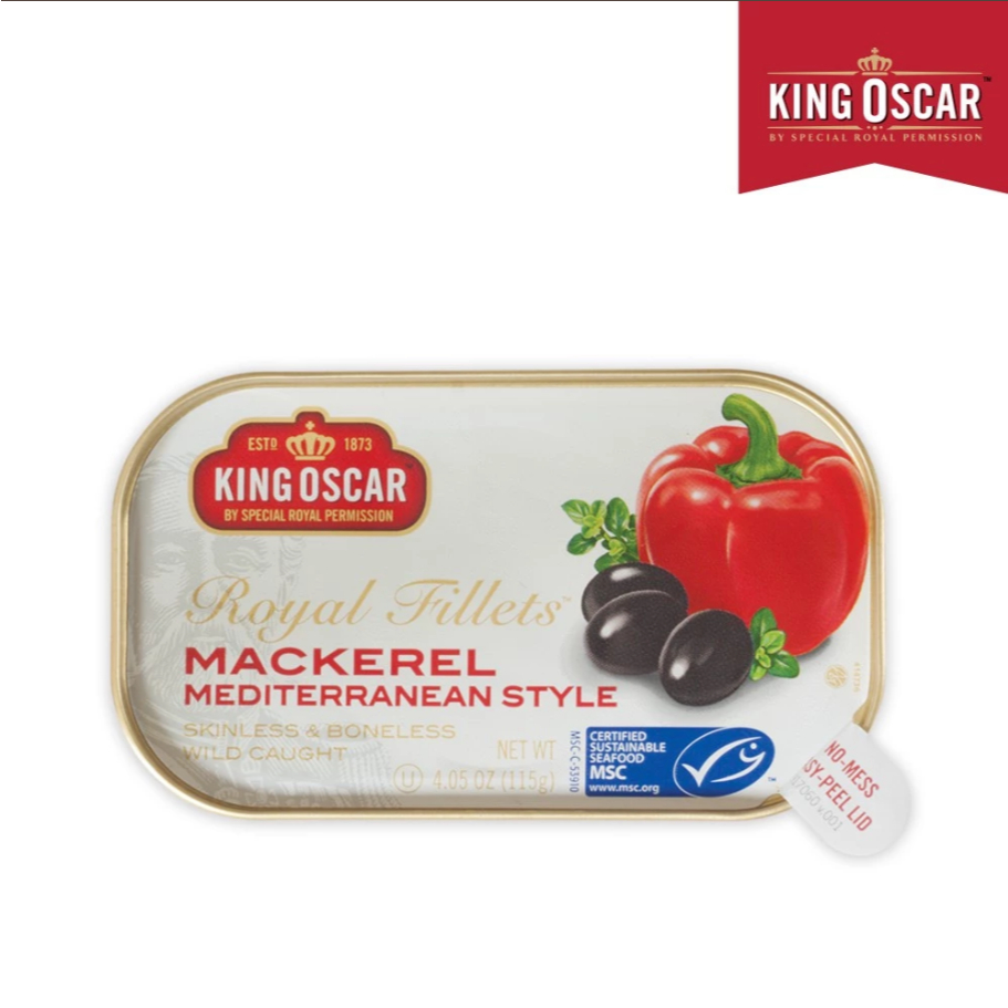 King Oscar เนื้อปลาแมคเคอเรลปรุงรส ในน้ำมันมะกอก ( 115 กรัม )