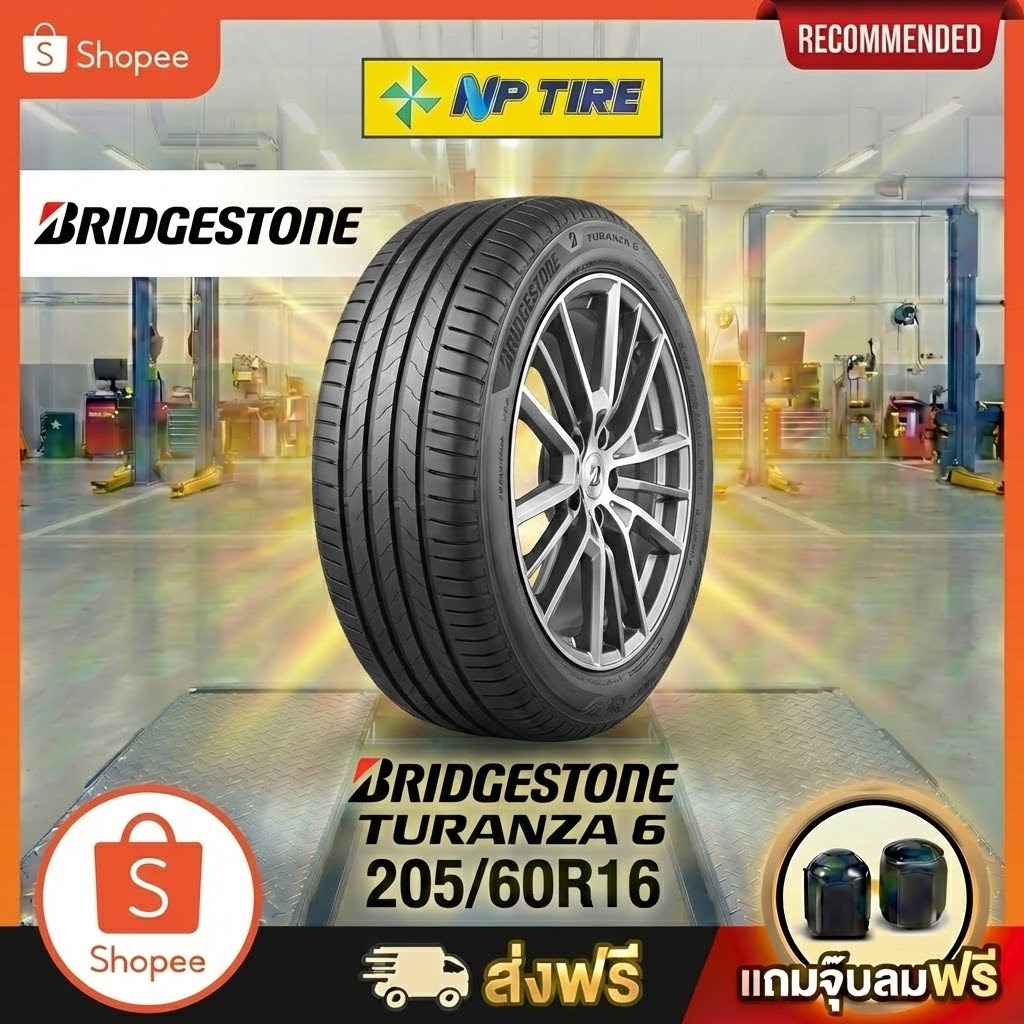 ยาง 205/60R16 BRIDGESTONE TURANZA 6  ราคาต่อเส้น  ปี 2025