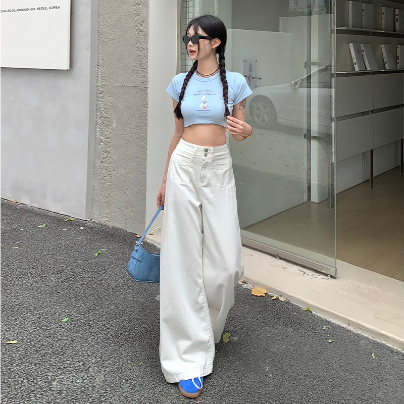 S~5XL White Baggy jeans Pocket-designed jeans กางเกงยีนส์ทรงตรงเอวสูงสุดอินเทรนด์ รุ่นใหม่ปี 2026กางเกงทรงหลวมและมีสไตล์ ราคา ถูกที่สุด ดีลบีเคเค แกลเลอรีภาพที่ 6