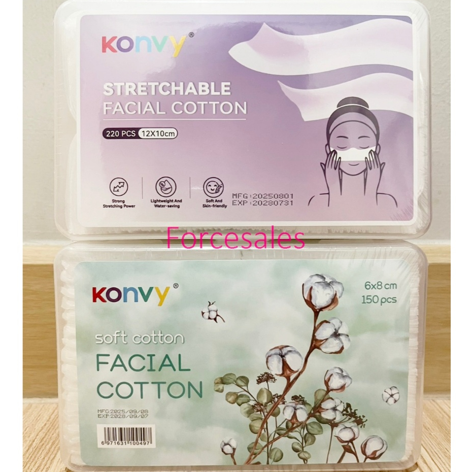 Konvy สำลีแผ่นบาง เพื่อผิวหน้าโดยเฉพาะ 150ชิ้น /220ชิ้น