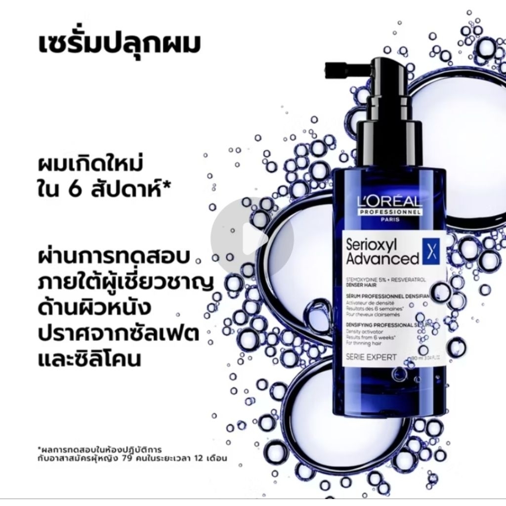 หมด4/2028)L’ORÉAL Professional Paris Serioxyl Advanced Hair density activator serum 90mlหรือ shampoo 300ml.
