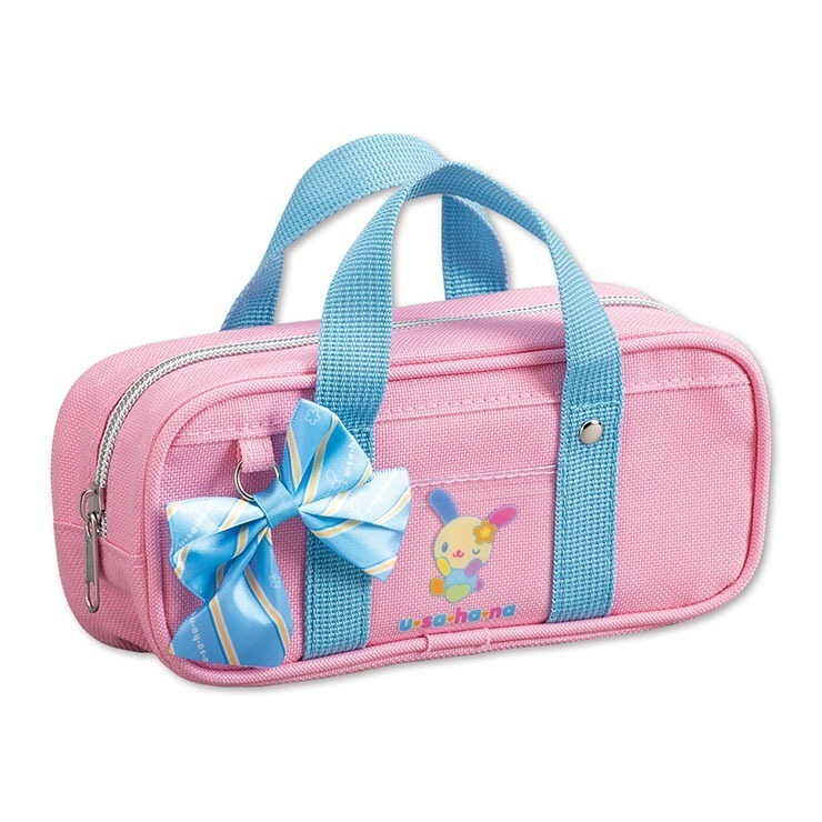 mini school bag us สีชมพู Pink กล่องดินสอสไตล์กระเป๋านักเรียน (Usahana) ขนาด ความสูง: 8 ซม. ความกว้า