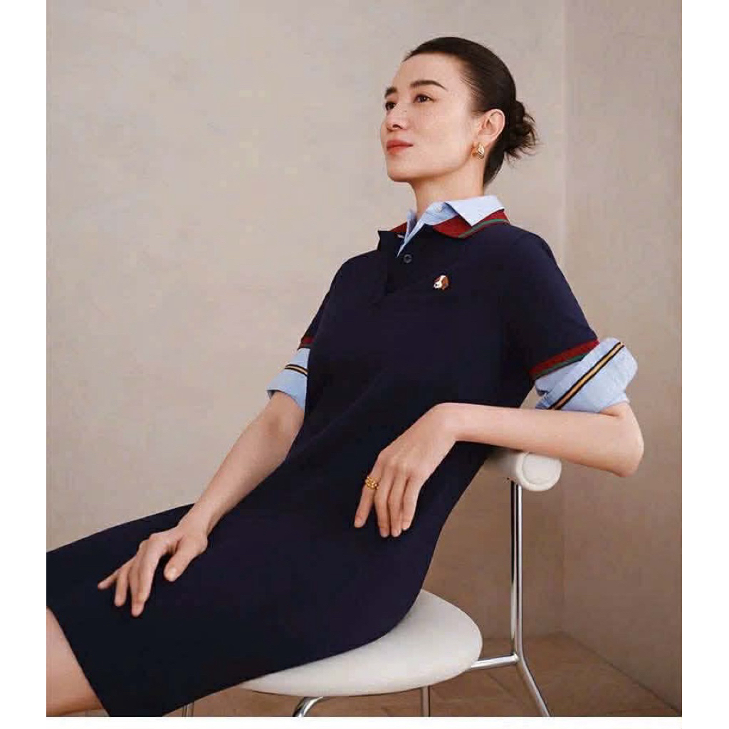 H. a z z y Polo dress เดรสสีกรมท่า ทรงตรง งานแท้ ป้ายครบ ผ้าดีมาก ในช้อป 2,990฿