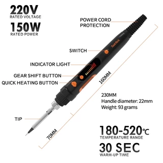 TASKTOOL ชุดหัวแร้ง 150W 18 ชิ้น พร้อมจอแสดงผลดิจิตอล LED ปรับอุณหภูมิได้ 180℃-520℃