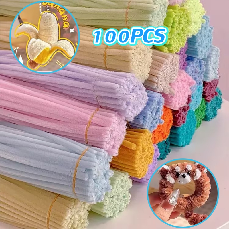 DIY ลวดนุ่มพองฟู 100เส้น 30ซม. 45สี งอง่าย ทำดอกไม้/ตุ๊กตา/เฟลต์ งานฝีมือ