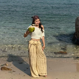 กางเกงขายาวมัดย้อม Handmade กางเกงไปทะเล Jellyfish pants